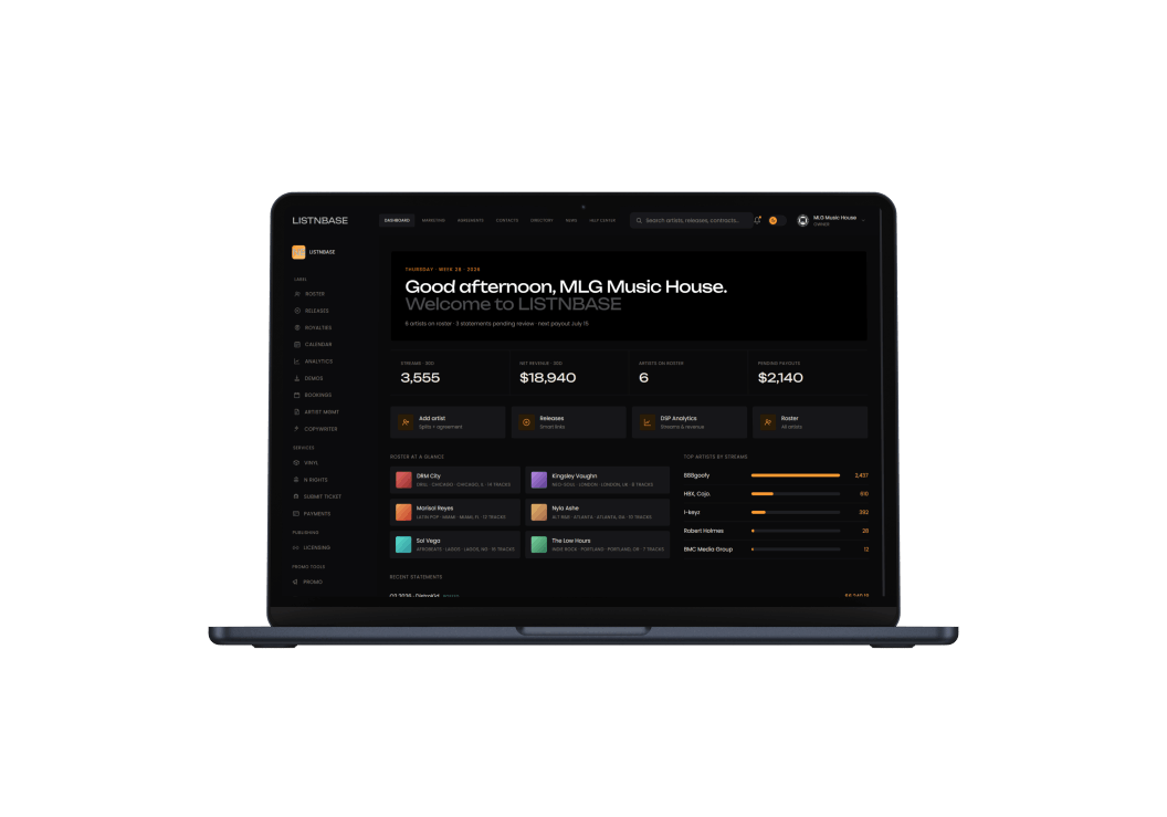 Introducing LISTNBASE: Record Label Managment Platform